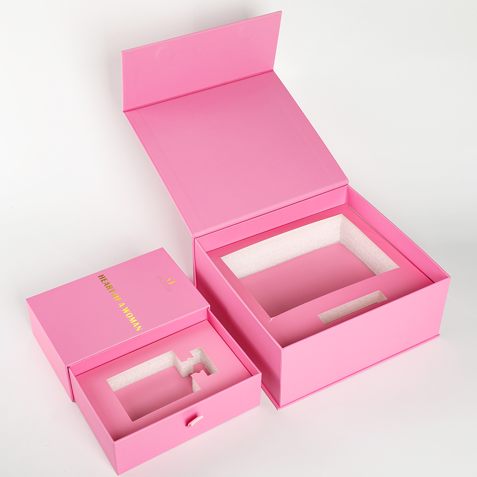 Luxury Skincare Christmas Gifts - Benutzerdefinierte Luxus-Rosa mit Papierschaumstoff-Einsatz, magnetische offene