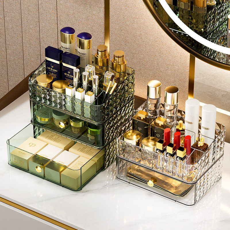 High Luxury Skincare - Kosmetik-Aufbewahrungsbox mit Diamantmuster, Hochwertiges Design, Große